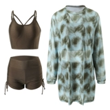 Лонгслив, раздельный купальник, комплект, защита от солнца, по фигуре, большой размер, изысканный стиль, 3 предмета