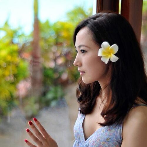 婚礼胸花发夹边夹帽花发饰 时尚海边韩版 鸡蛋花防水花百搭饰品女 - 图1