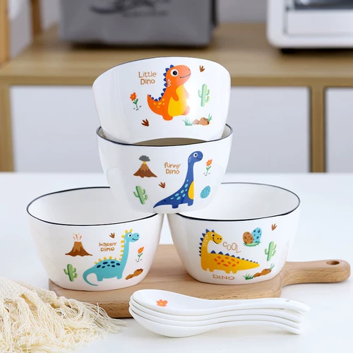 Креативный мультяшный милый динозавр, обеденная тарелка, высококачественный керамический квадратный комплект для домашнего использования
