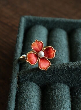 中式非遗四叶草活口可调戒指