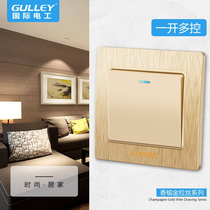 International electrician 86 concealed home single open open multi-control panel triplex midway switch champagne gold wire drawing