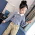 Áo sơ mi nữ đại dương mùa thu trẻ em mặc 2019 Mới dài tay áo sọc cotton trẻ em Hàn Quốc Áo trẻ em - Áo sơ mi