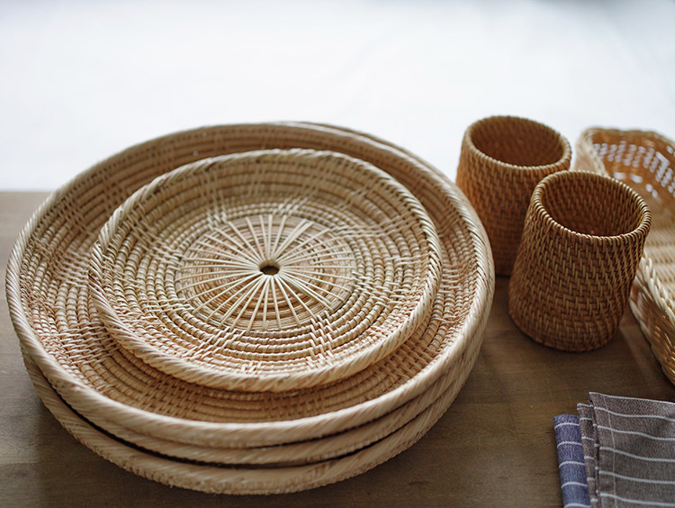 早上好商店|天然藤编8寸盘托盘面包篮果篮收纳盘多用盘,淘宝优惠券,粉丝福利购,淘宝优惠卷