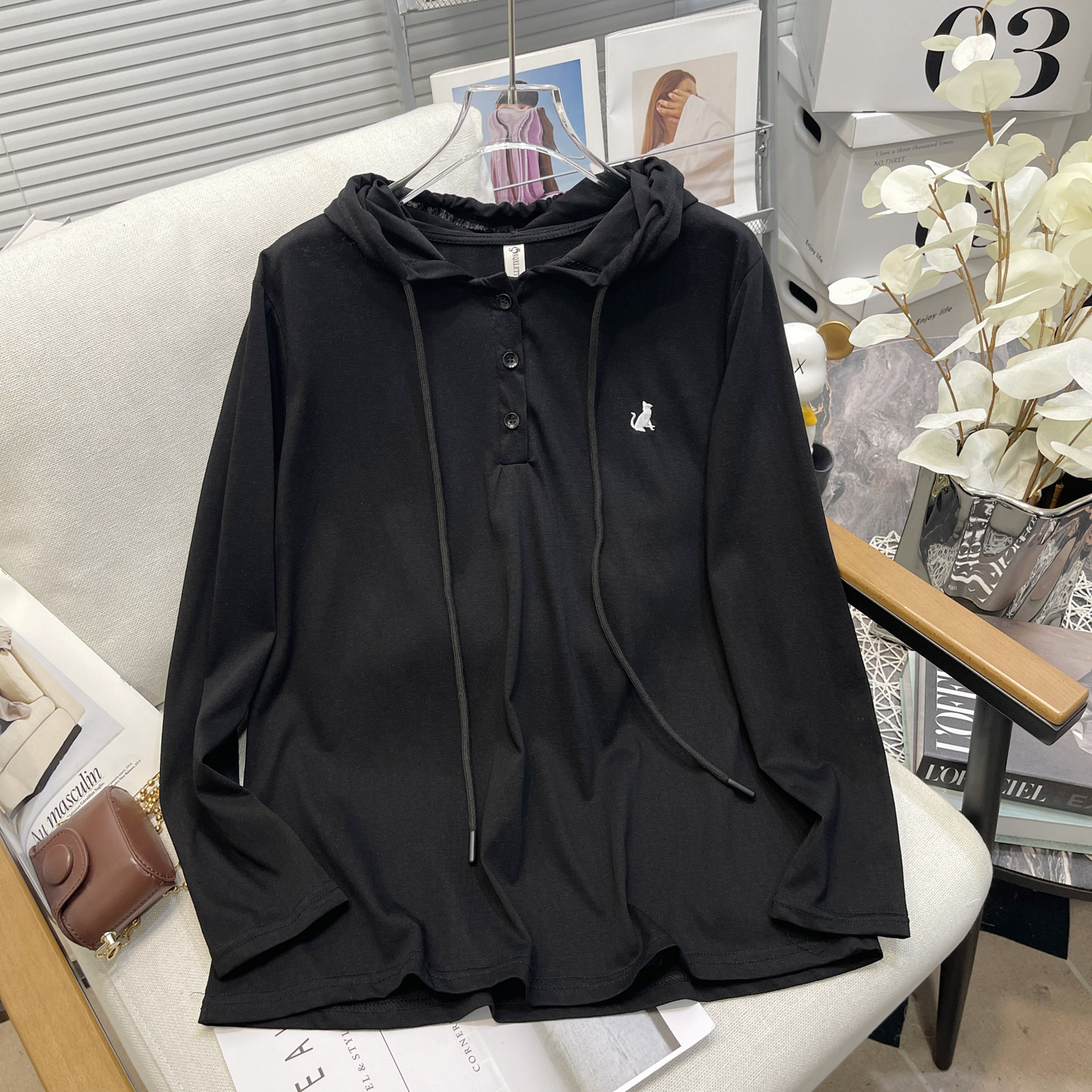 胡子叔大码女装秋季新款时尚连帽长袖T恤女刺绣胖mm显瘦百搭上衣,淘宝优惠券,粉丝福利购,淘宝优惠卷