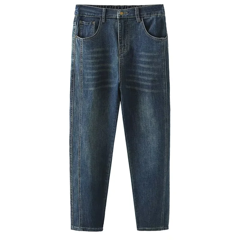 胡子叔大码女装复古高腰宽松哈伦牛仔裤女2025春季显瘦休闲裤子潮,淘宝优惠券,粉丝福利购,淘宝优惠卷