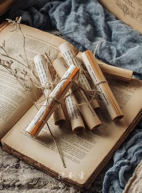 复古风英文纸卷做旧摄影装饰品