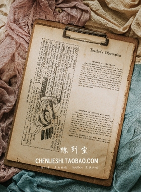 复古怀旧文艺插图图纸夹板橱窗