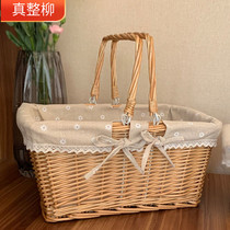 Willow collection basket Flowers Basket basket Shopping basket Fruit Basket Carry-on Basket Vegetable Blue Picnic Basket Containing basket Egg Basket