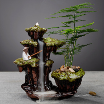 Creative Back-Flow Incense Stove Home Sandalwood Ceramic Tea Road Pendulum Pieces Green Planting Potted Plant Micro Landscape Chinese Style Home Decoration