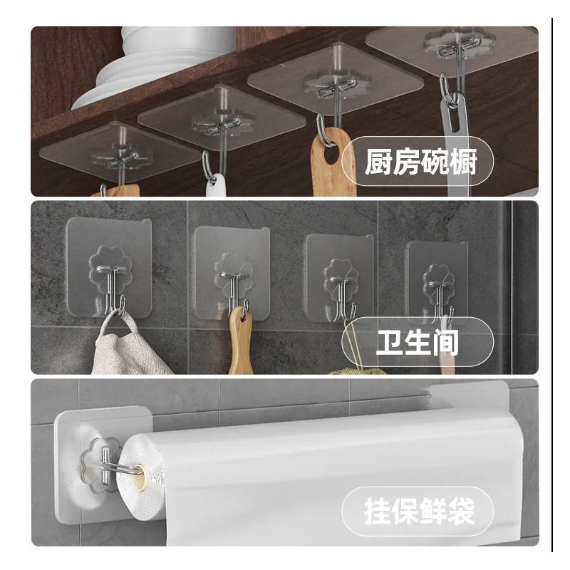 【桃桃淘好物】S-2家居厨房卫生间挂钩勾力无痕透明免打孔粘钩