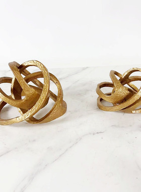 新中式创意金属黑色缠绕球摆件样