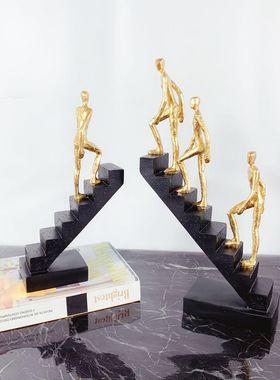 简约现代黑金阶梯人物雕塑创意楼
