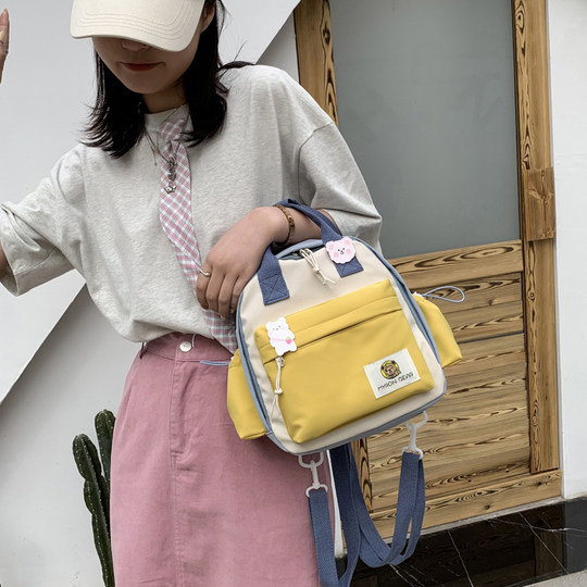 大容量包包女夏季2025新款帆布时尚斜挎背包妈咪包母婴便携双肩包