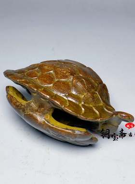 古玩铜器乌龟壳手把件富甲天下龟甲文玩随身把玩家居创意挂饰摆件