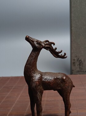 古玩老物件一鹿有你实心梅花鹿福禄福鹿居家茶道茶艺复古桌面摆件