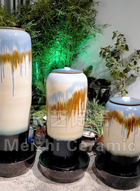 涌泉陶罐景德镇陶瓷加湿器大型流水摆件循环水景喷泉花瓶喷水缸