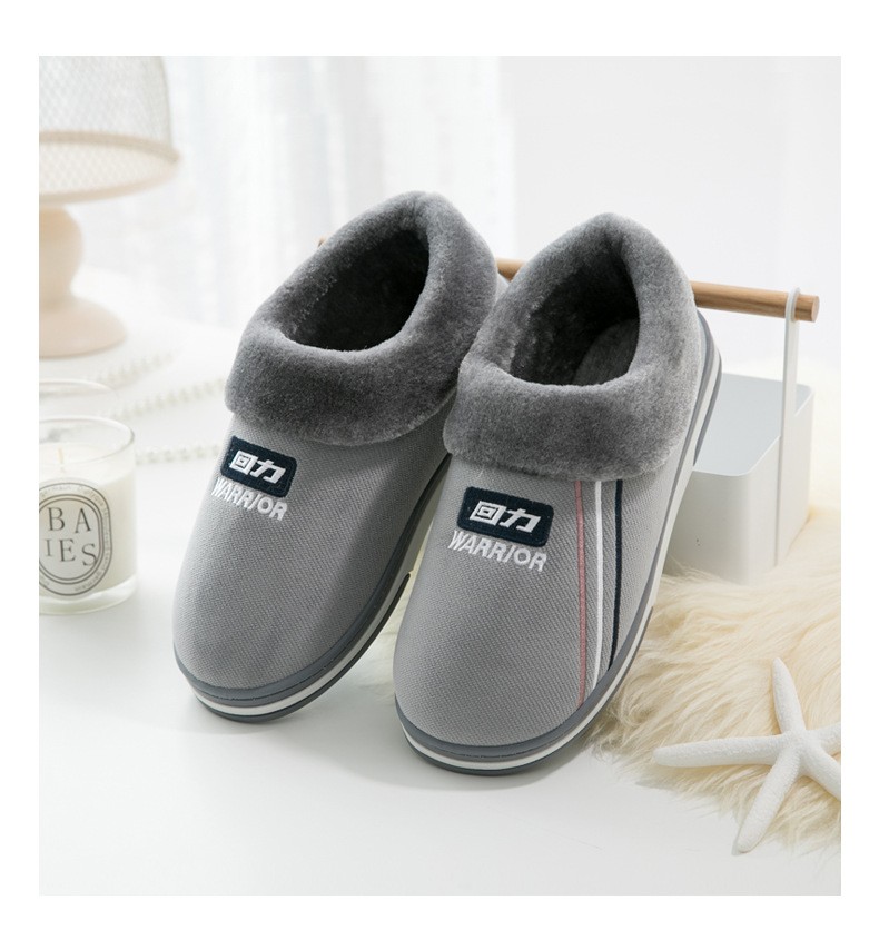 回力棉拖鞋女秋冬季家居室内毛绒情侣家用保暖包跟棉拖月子鞋HL23 - 图1