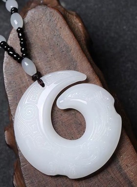 仿和田玉时来运转平安扣吊坠男女款情侣饰品毛衣链直播代发首饰品