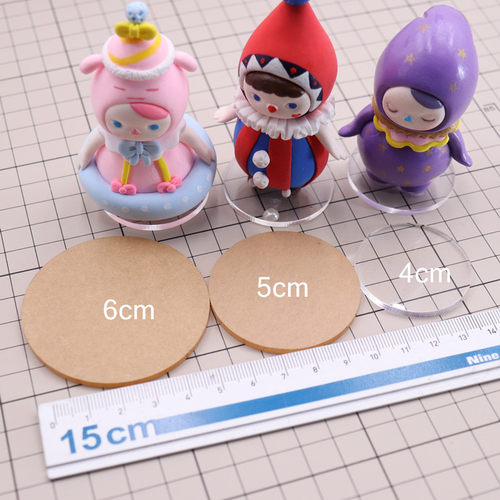 超轻粘土盲盒娃娃黏土手办底座玩偶软陶泥圆形透明底座亚克力垫片 - 图0