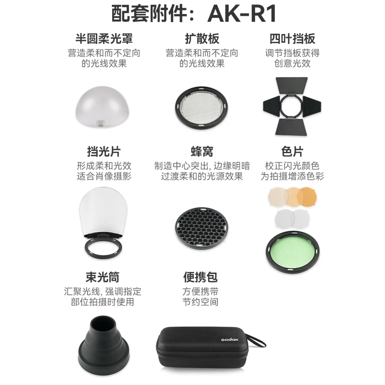 神牛S-R2 光效套装AK-R1 AD200proII AD100pro V100 V1pro柔光罩 - 图1