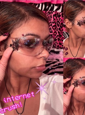 欧美外贸Y2K千禧辣妹2000s前卫个性五角星装饰一体太阳镜墨镜眼镜