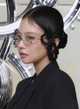 Jennie同款珠宝系列钻石框辣妹风凹造型小椭圆平光镜架时髦眼镜