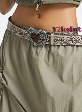 Love Gothic Punk Retro Relief y2k Vintage PU Painting Belt