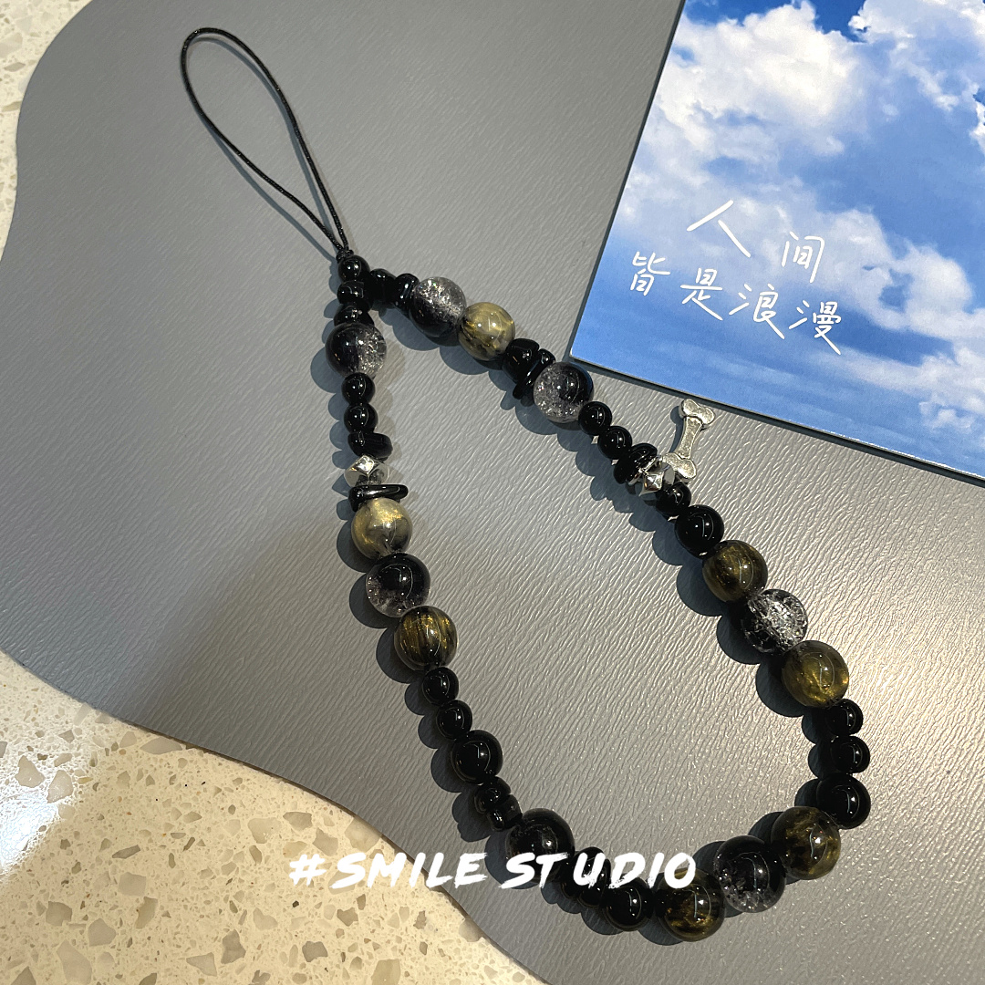 暗黑INS短款高级珠串钥匙扣挂绳挂链手机链闺蜜CCD相机包包家甜酷 - 图3