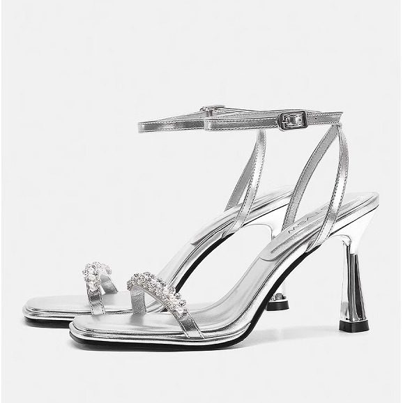 银色高跟鞋女2025年新款细跟珍珠水钻一字带绝美凉鞋女夏季不累脚,淘宝优惠券,粉丝福利购,淘宝优惠卷