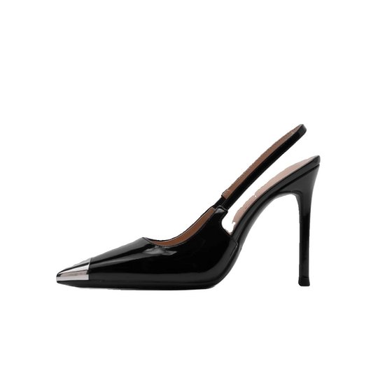 Women's thin-heeled metal pointed toe bag-toe empty high heeled shoes