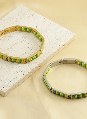 欧美时尚18k不锈钢珠子手链女