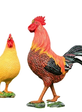 仿真鸡母鸡大红公鸡摆件树脂摆设