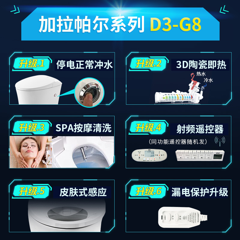 维卫vivi官方D3-G8自动冲水一体式智能座圈加热智能马桶脚踢冲水 - 图3