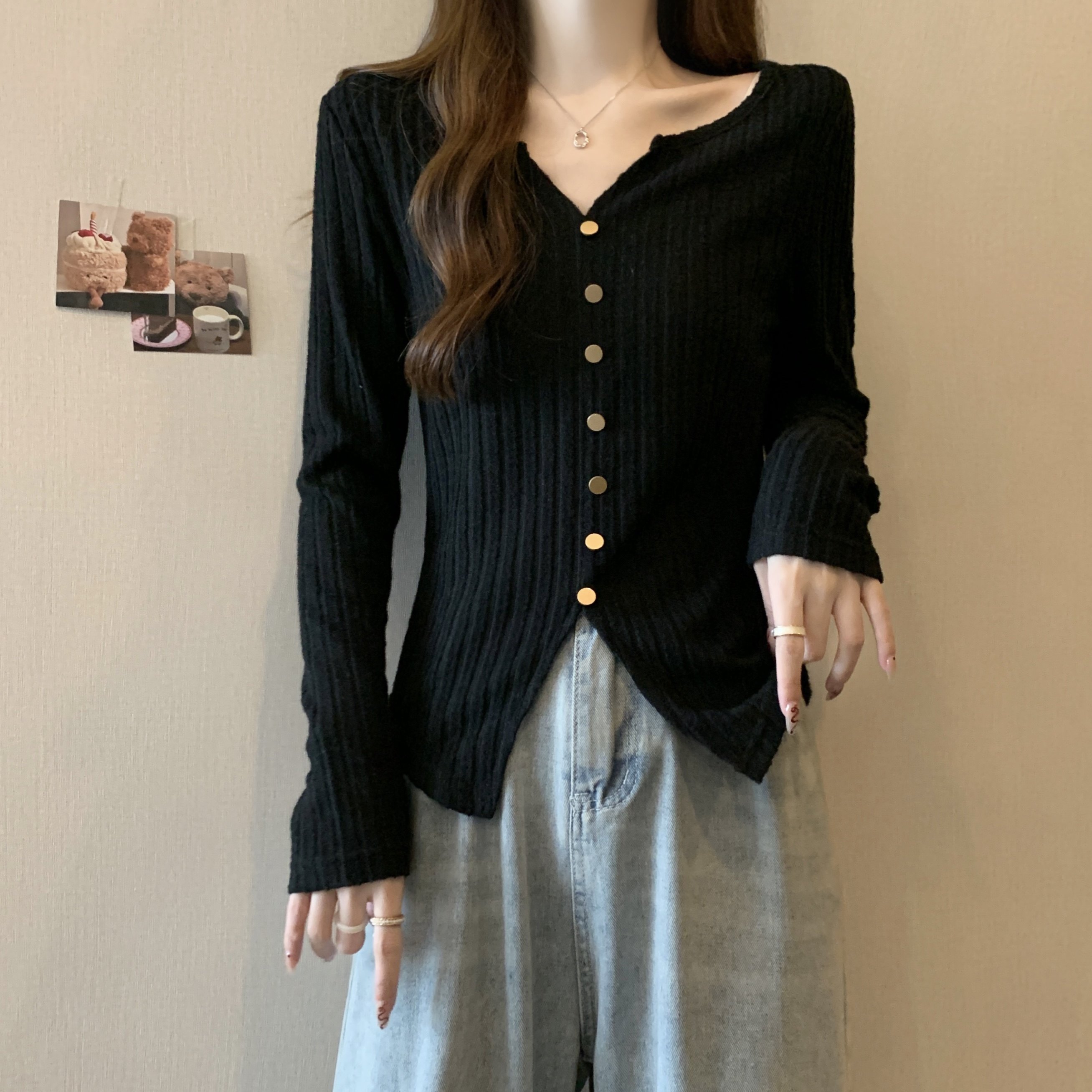 大码女装T恤2024秋冬新款胖mm设计感修身显瘦针织百搭打底衫上衣,淘宝优惠券,粉丝福利购,淘宝优惠卷