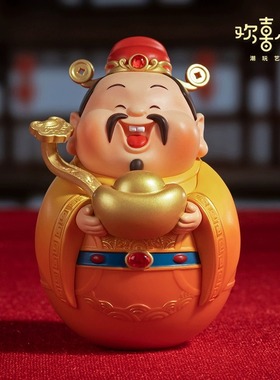 铜师傅欢喜小将财神关公不倒翁手办创意桌面礼品招财客厅生日饰品