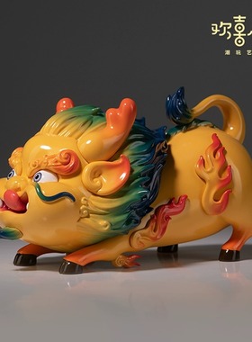 欢喜小将吉祥如意麒麟桌摆装饰