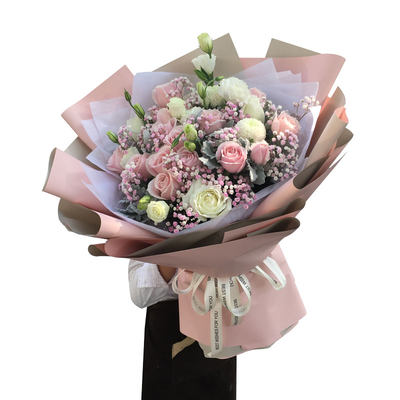 韩式混搭玫瑰绣球花束爱人生日表白武汉鲜花同城速递花店送花上门 虎窝淘