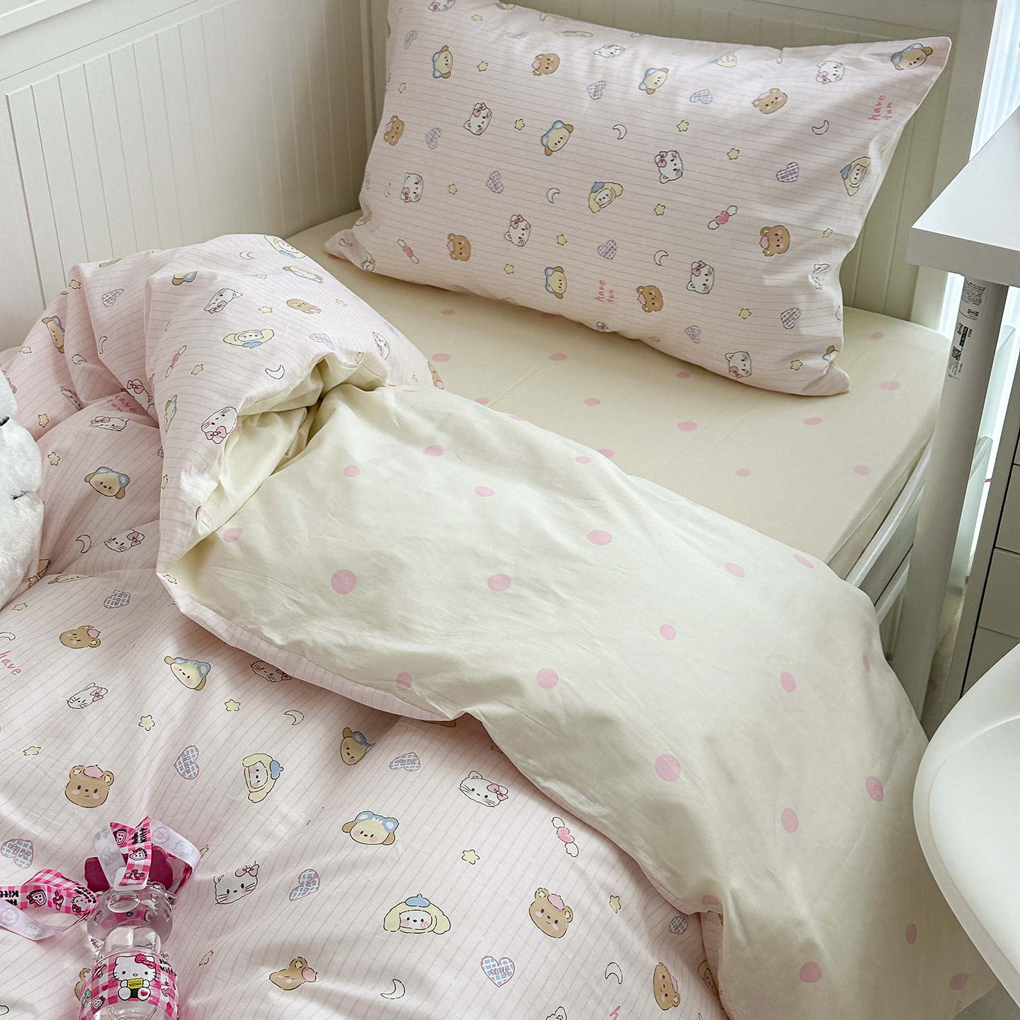 【宅姿势】萌物来袭 可爱全棉床品3四件套单人床单学生宿舍KK猫咪 - 图0