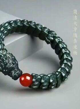 玉阅珠宝和田玉龙鳞红玛瑙手串