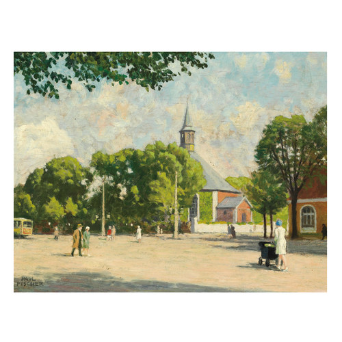 保罗·费舍尔 Paul Gustave Fischer 风景人物油画 城市街道 素材 - 图1