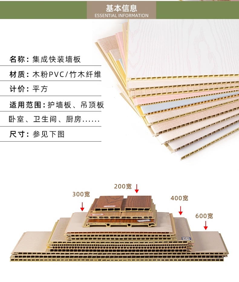 竹木纤维集成墙板快装护墙木饰面石塑扣板吊顶室内全屋整装定制-图2