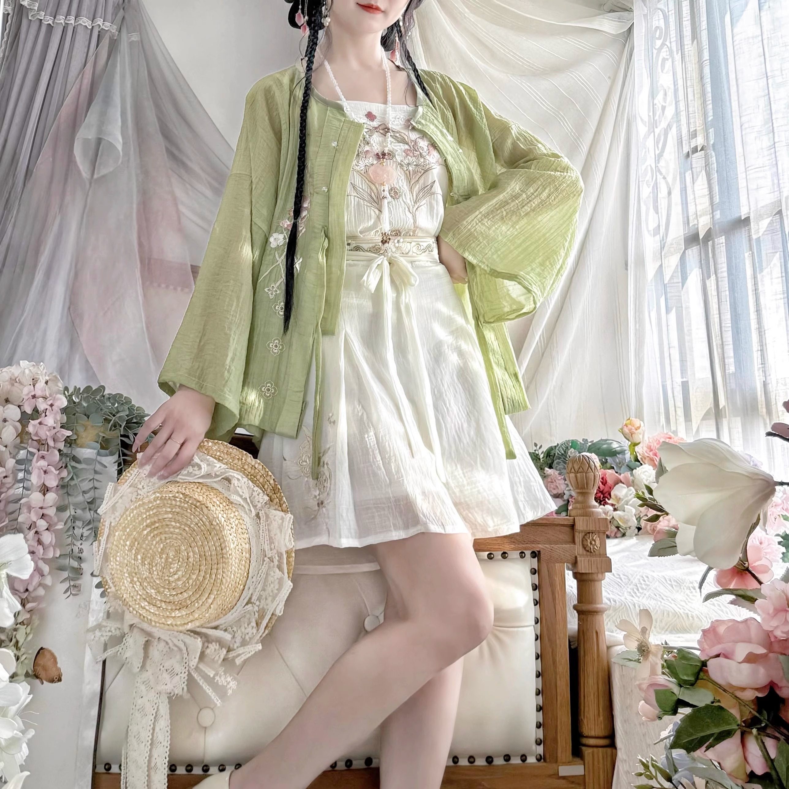 荟萃阁原创汉服女【小荷花】圆领衫短裤套装国风少女日常夏季百搭,淘宝优惠券,粉丝福利购,淘宝优惠卷