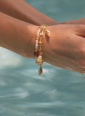 A Ray of Sunlight 自由岛屿系列度假风红玛瑙贝壳手链女夏季百搭