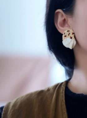 有光手作 原创手工编织串珠黄铜手镯女刺绣简约工艺小众设计师款