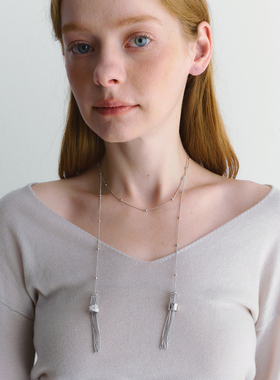 CINNLER“梦境浮菊”高定设计圆环流苏吊坠气质长项链静奢项链