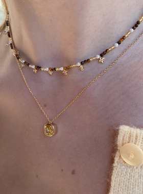 LHwindsor温莎珠宝虎眼石小花项链百搭轻奢串珠颈链原创生日礼物