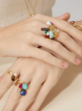 【新品上新】iKiCo万花筒多宝彩色晶石戒指小众原创度假叠戴