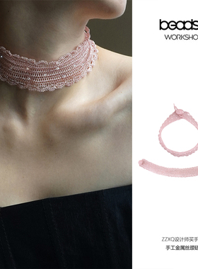 beadsu workshop手作蕾丝金属丝高级轻盈设计感可调节颈链choker