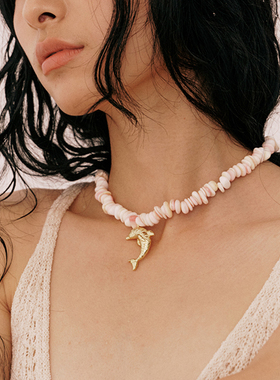 A Ray of Sunlight 自由岛屿海豚系列粉色贝壳海豚项链度假海边