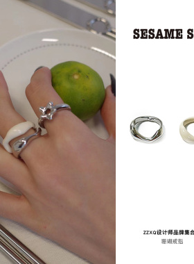 SESAMESEA小众设计珐琅组合戒指
